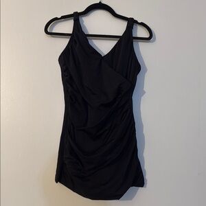 Elegant Black Spanx size 14 Swim Dress shapewear, tummy control wrap and ruching